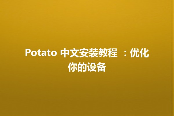 Potato 中文安装教程 🍟📱：优化你的设备