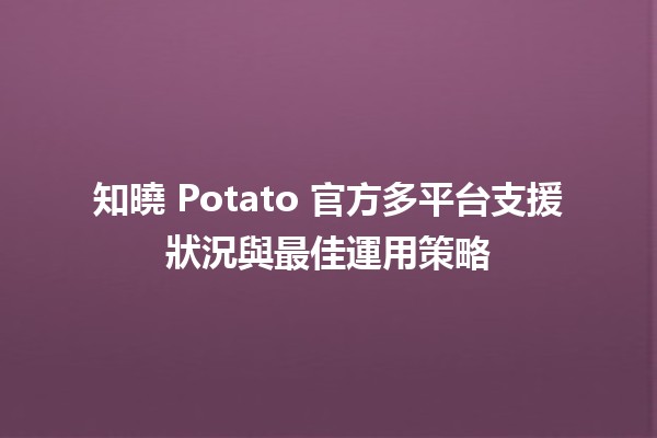 🥔 知曉 Potato 官方多平台支援狀況與最佳運用策略