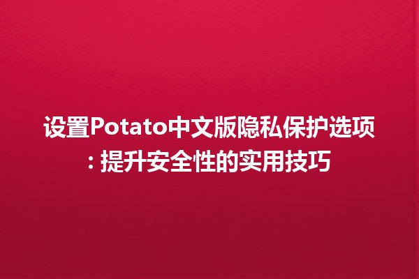 设置Potato中文版隐私保护选项🔒: 提升安全性的实用技巧