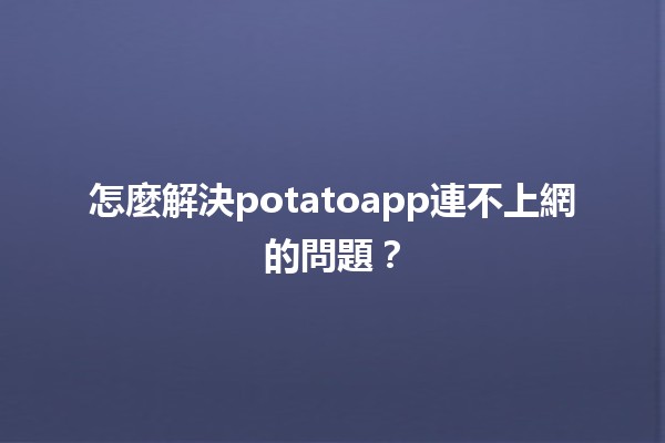 怎麼解決potatoapp連不上網的問題？🛠️💡