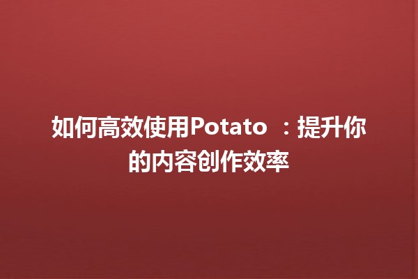 如何高效使用Potato 💻🍟：提升你的内容创作效率