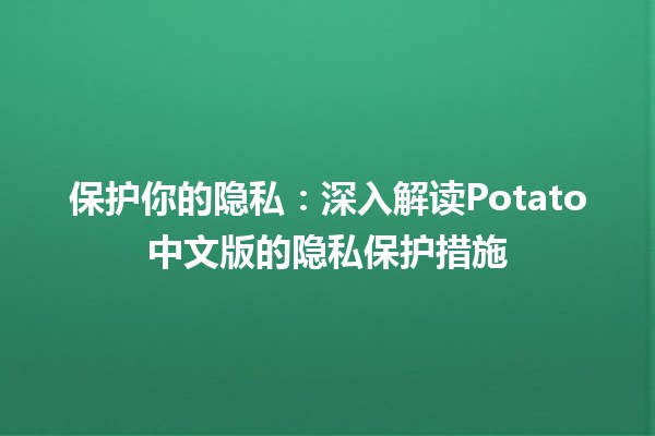 🍟保护你的隐私：深入解读Potato中文版的隐私保护措施🔐