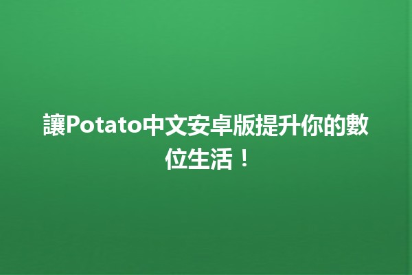 🌟 讓Potato中文安卓版提升你的數位生活！📱