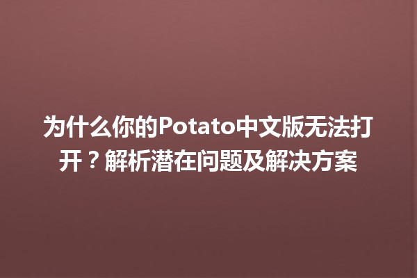 为什么😱你的Potato中文版无法打开？解析潜在问题及解决方案