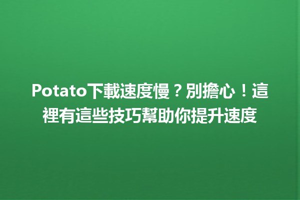 Potato下載速度慢？別擔心！這裡有這些技巧幫助你提升速度 🚀💡