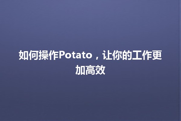 如何操作Potato，让你的工作更加高效🚀🥔