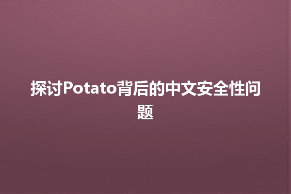 🍟 探讨Potato背后的中文安全性问题