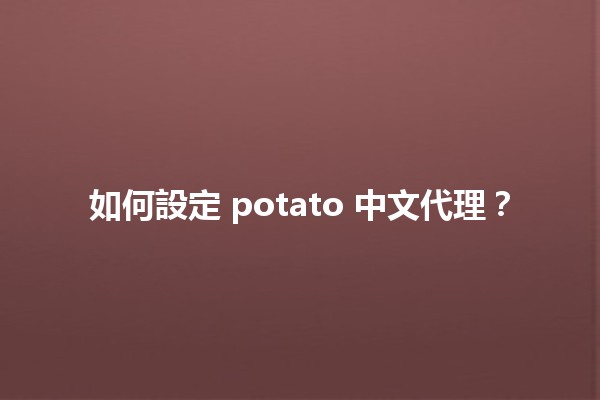 如何設定 potato 中文代理？🌐🔧