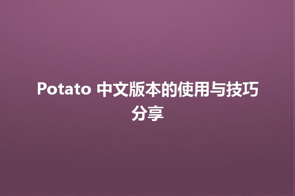 🥔 Potato 中文版本的使用与技巧分享