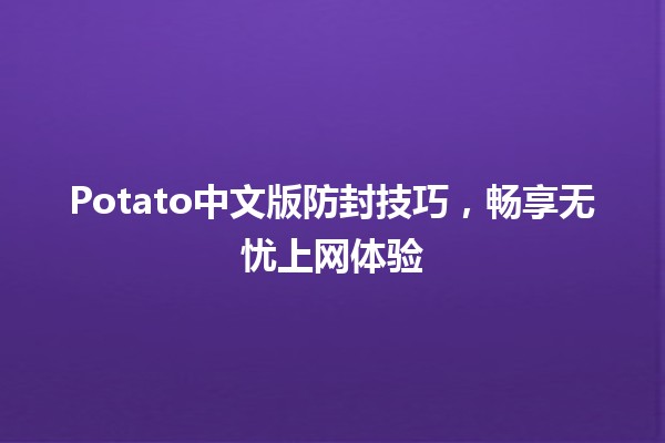 🥔 Potato中文版防封技巧，畅享无忧上网体验✨