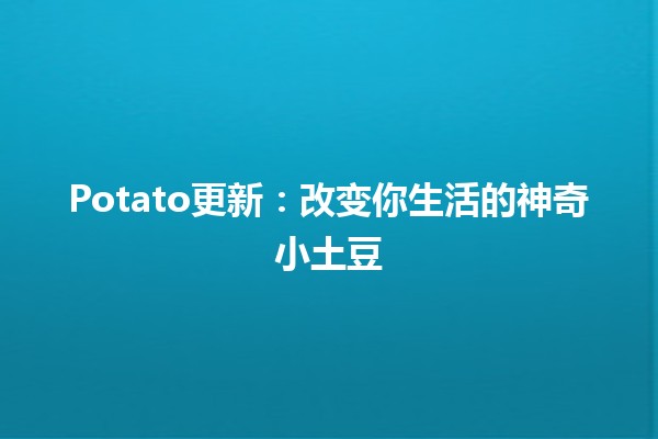 🥔 Potato更新：改变你生活的神奇小土豆🌟