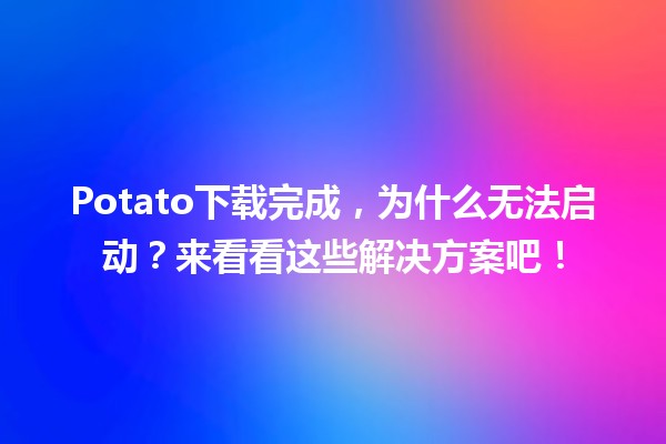 😢 Potato下载完成，为什么无法启动？来看看这些解决方案吧！