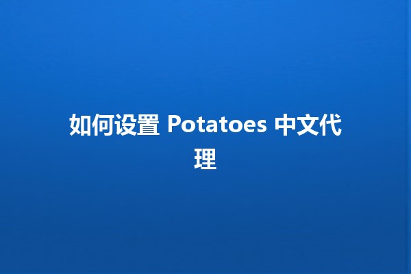 如何设置 Potatoes 中文代理 🌟🌐