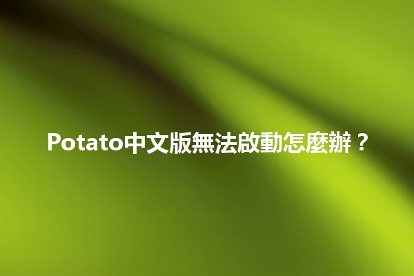 Potato中文版無法啟動怎麼辦？🛠️✨