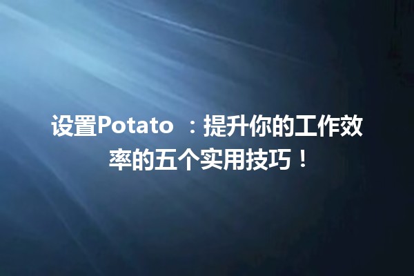 设置Potato 🥔：提升你的工作效率的五个实用技巧！