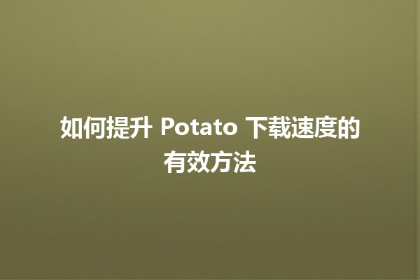 🍟 如何提升 Potato 下载速度的有效方法 🚀