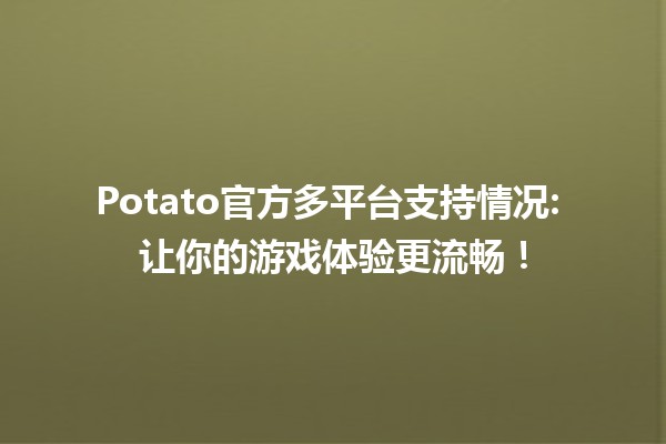 Potato官方多平台支持情况🍟: 让你的游戏体验更流畅！