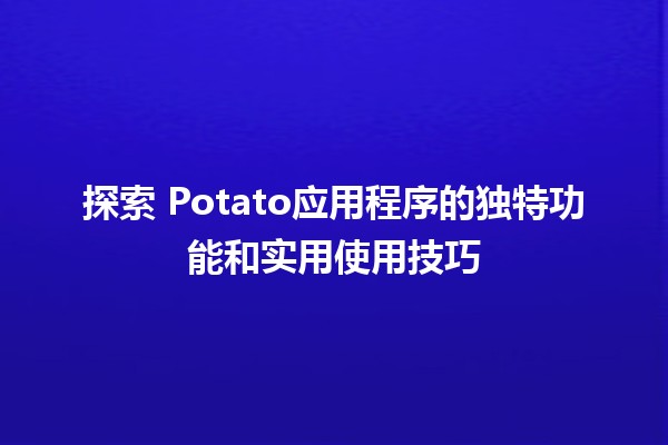 探索📱 Potato应用程序的独特功能和实用使用技巧