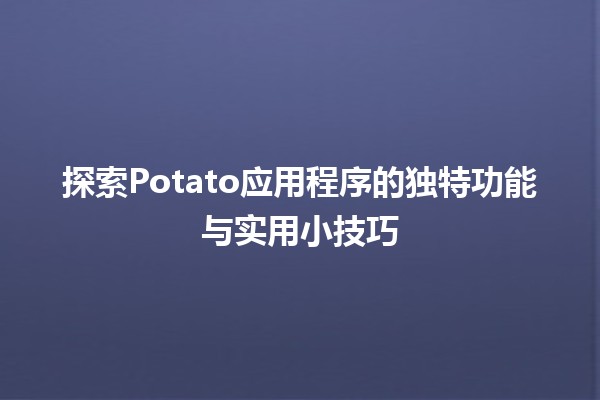 探索Potato应用程序的独特功能与实用小技巧🥔✨