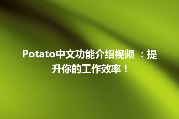 Potato中文功能介绍视频 🍟📹：提升你的工作效率！