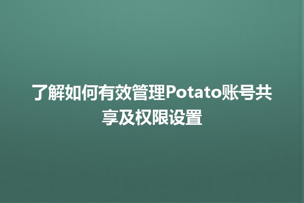 🌟 了解如何有效管理Potato账号共享及权限设置 💼