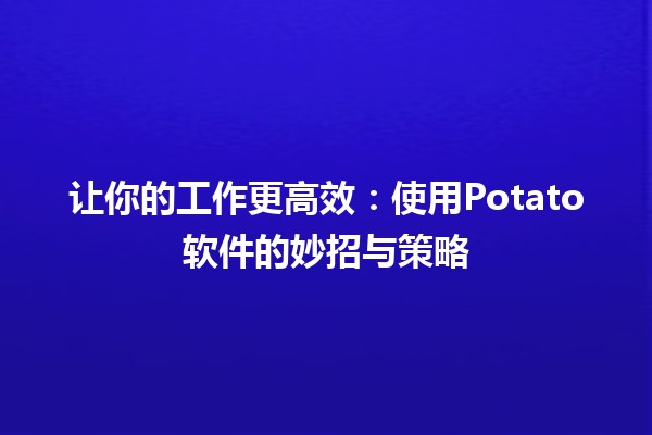 让你的工作更高效：使用🍟Potato软件的妙招与策略