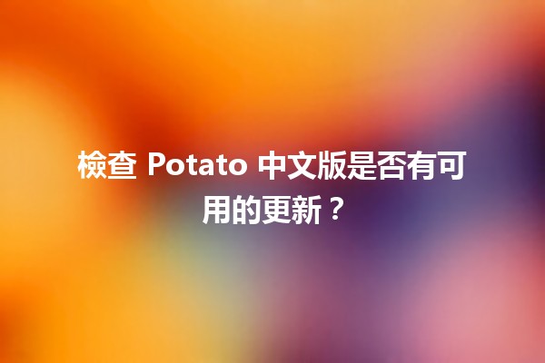 檢查 Potato 中文版是否有可用的更新？🥔🔍