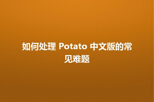 如何处理 Potato 中文版的常见难题 🤔🥔