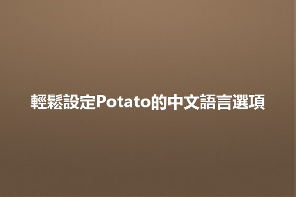 輕鬆設定Potato的中文語言選項🔧🌐