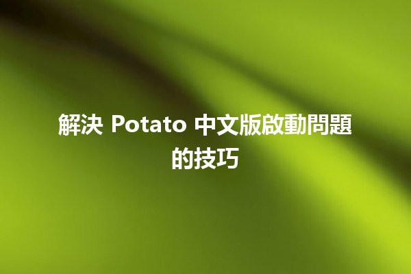 解決 Potato 中文版啟動問題的技巧🛠️🚀