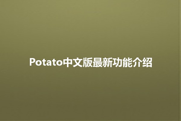 Potato中文版最新功能介绍🍟🌟