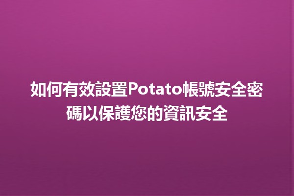 💻 如何有效設置Potato帳號安全密碼以保護您的資訊安全