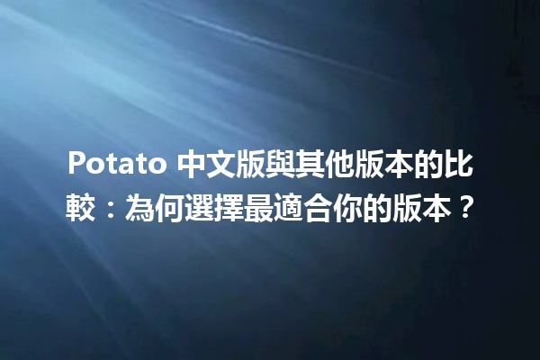 🌟 Potato 中文版與其他版本的比較：為何選擇最適合你的版本？