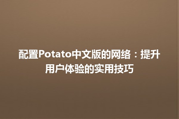 配置Potato中文版的网络：提升用户体验的实用技巧🎮🌐