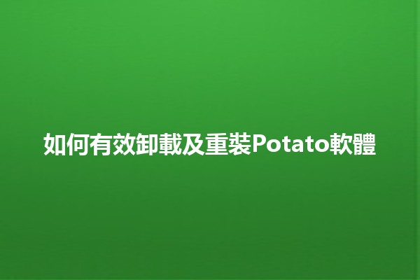 如何有效卸載及重裝Potato軟體🖥️🛠️