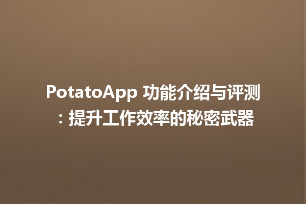 🥔 PotatoApp 功能介绍与评测：提升工作效率的秘密武器💪