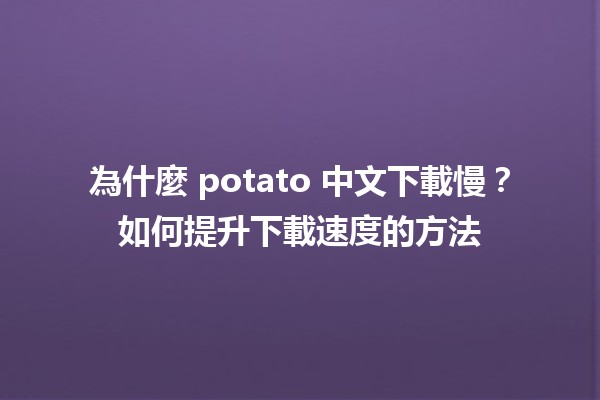 為什麼 potato 中文下載慢？如何提升下載速度的方法🌀💻