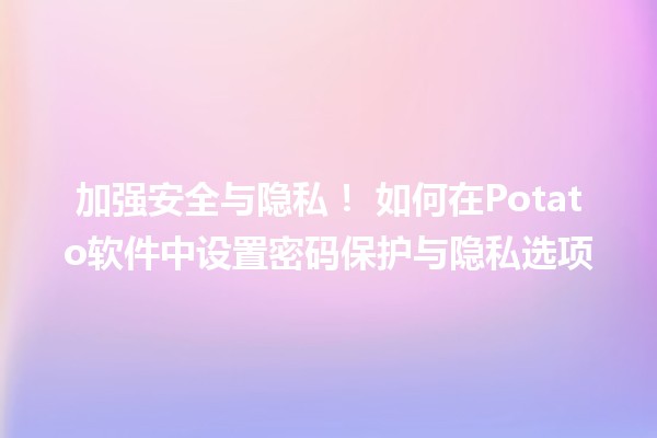 加强安全与隐私！🔒 如何在Potato软件中设置密码保护与隐私选项