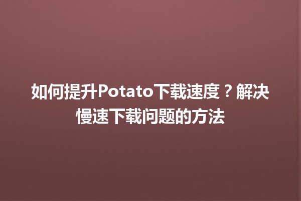 如何提升Potato下载速度？解决慢速下载问题的方法🚀