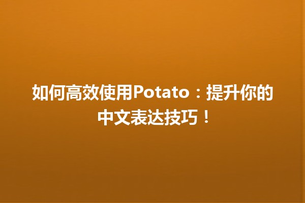 🍟 如何高效使用Potato：提升你的中文表达技巧！