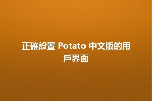 正確設置 Potato 中文版的用戶界面 🎮✨