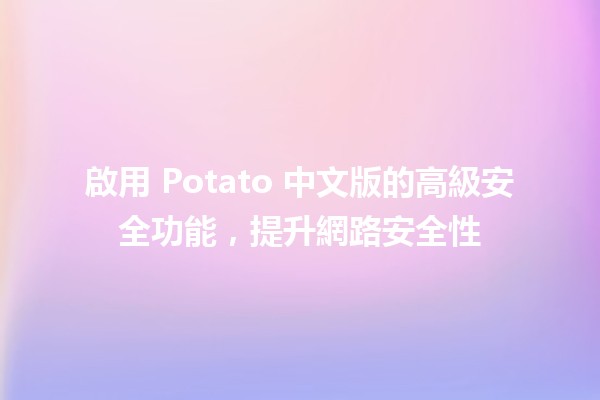 啟用 Potato 中文版的高級安全功能，提升網路安全性🛡️🔒