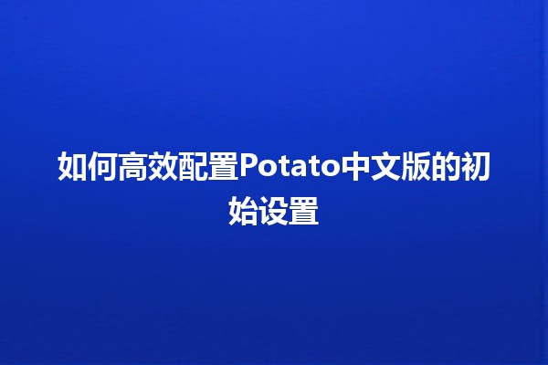 如何高效配置Potato中文版的初始设置🍟