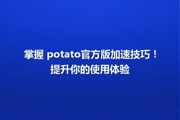 掌握🚀 potato官方版加速技巧！提升你的使用体验