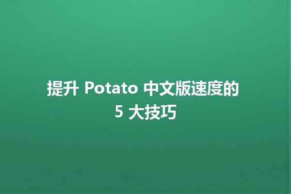 🥔 提升 Potato 中文版速度的 5 大技巧 🚀