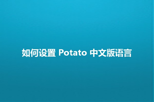 如何设置 Potato 中文版语言 🌟