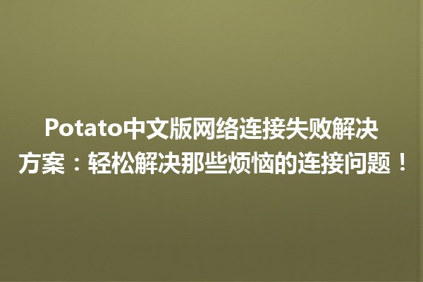 🎮🌐 Potato中文版网络连接失败解决方案：轻松解决那些烦恼的连接问题！