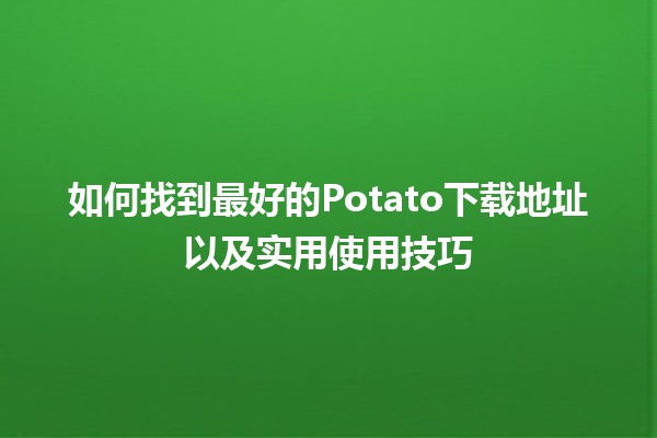 🍟 如何找到最好的Potato下载地址以及实用使用技巧 🖥️