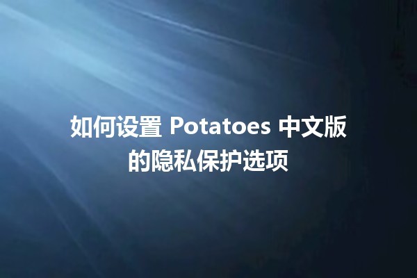 如何设置 Potatoes 中文版的隐私保护选项 🥔🔒