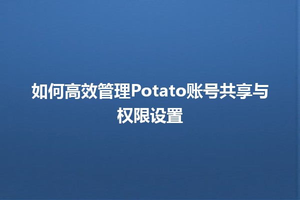 🌟 如何高效管理Potato账号共享与权限设置 🤝